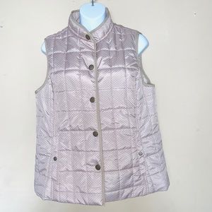 Croft & Barrow tan polka dot button snap vest